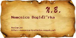 Nemcsics Boglárka névjegykártya